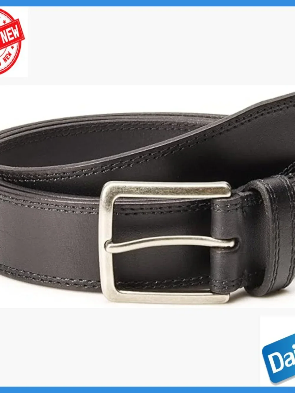 Men's 35mm Leather Belt with Antique Brass Buckle, Size 38